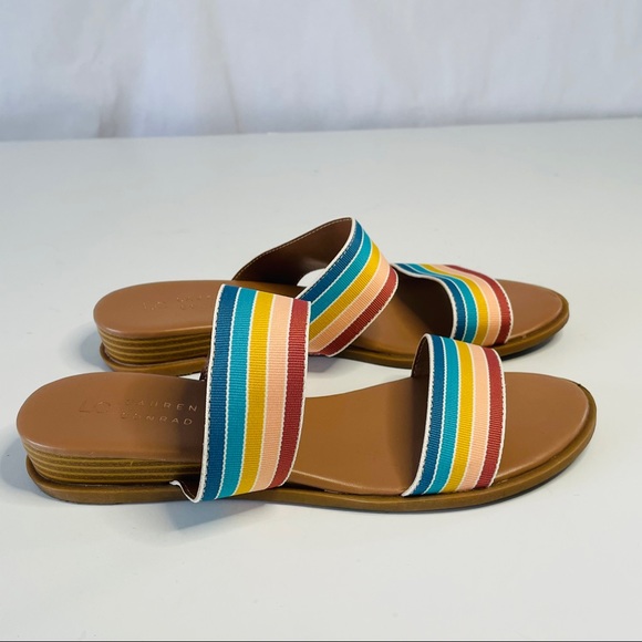 LC Lauren Conrad Mint Slide Rainbow Sandals 8.5 - Picture 3 of 8